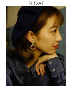 Vintage Irregular Metal Texture Round Amber Tortoiseshell Clip Earrings - Handmade Floating Art Design