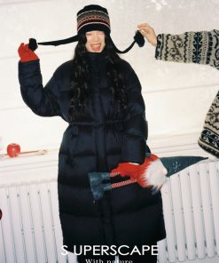 Vintage Jacquard Pleated Pilot Earflap Knit Hat in Merino Wool - Cozy Winter Accessory, Retro Style, 90s Inspired Fashion