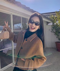 Vintage Lapel Short Woolen Jacket for Women - Loose Casual Cardigan Top in Retro Style