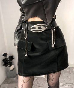 Vintage Leather Belt with Silver Buckle - Versatile Fashion Must-Have for Bloggers, Trendy Texture, Perfect for 90s and Y2K Styles