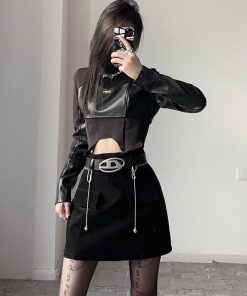 Vintage Leather Belt with Silver Buckle - Versatile Fashion Must-Have for Bloggers, Trendy Texture, Perfect for 90s and Y2K Styles