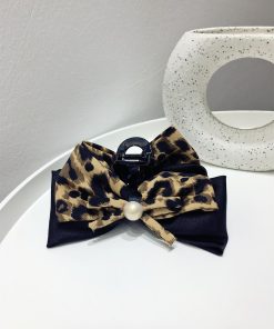 Vintage Leopard Print Double Layer Bow Hair Claw Clip - 2025 Autumn/Winter Hair Accessories for Ponytails and Updos