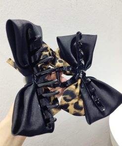 Vintage Leopard Print Double Layer Bow Hair Claw Clip - 2025 Autumn/Winter Hair Accessories for Ponytails and Updos