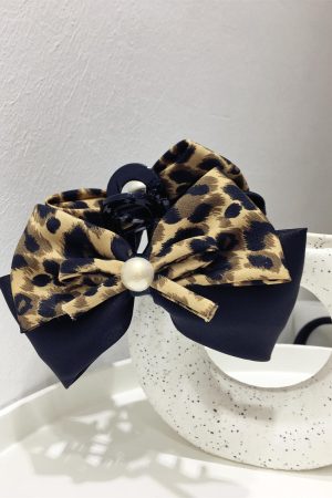 Vintage Leopard Print Double Layer Bow Hair Claw Clip - 2025 Autumn/Winter Hair Accessories for Ponytails and Updos
