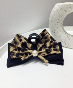 Vintage Leopard Print Double Layer Bow Hair Claw Clip - 2025 Autumn/Winter Hair Accessories for Ponytails and Updos