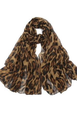 Vintage Leopard Print Silk Scarf - High-End Thin Shawl for Spicy Millennial Style, Chic Personality Accessory