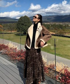 Vintage Leopard Print Velvet Midi Skirt for Women, Pleated A-Line Design, Perfect for 90s and Y2K Fashion Styles