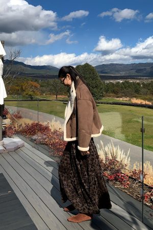 Vintage Leopard Print Velvet Midi Skirt for Women, Pleated A-Line Design, Perfect for 90s and Y2K Fashion Styles