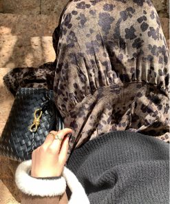 Vintage Leopard Print Velvet Midi Skirt for Women, Pleated A-Line Design, Perfect for 90s and Y2K Fashion Styles