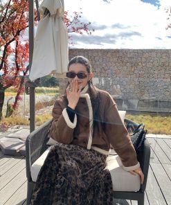 Vintage Leopard Print Velvet Midi Skirt for Women, Pleated A-Line Design, Perfect for 90s and Y2K Fashion Styles