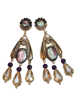 Vintage Light Luxury Diamond-Studded Oval Water Drop Tassel Crystal Earrings for Elegant Evening Wear