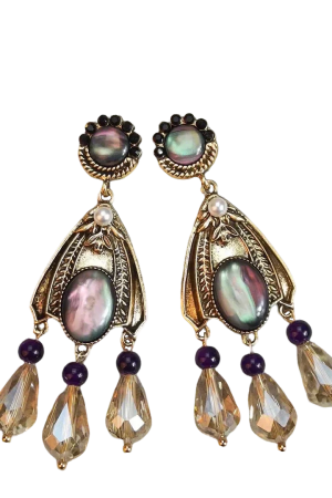 Vintage Light Luxury Diamond-Studded Oval Water Drop Tassel Crystal Earrings for Elegant Evening Wear