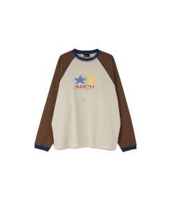 Vintage Logo Raglan Sleeve Long Tee with Roaring Beast Design - 90s Inspired Streetwear Top