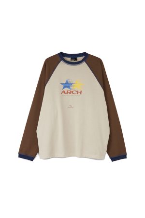 Vintage Logo Raglan Sleeve Long Tee with Roaring Beast Design - 90s Inspired Streetwear Top