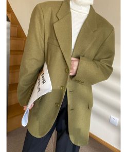 Vintage Loose Woolen Suit Jacket for Women - High-End Casual Autumn Winter Outerwear