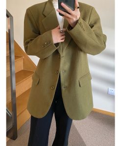 Vintage Loose Woolen Suit Jacket for Women - High-End Casual Autumn Winter Outerwear