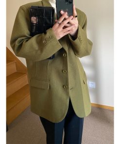 Vintage Loose Woolen Suit Jacket for Women - High-End Casual Autumn Winter Outerwear