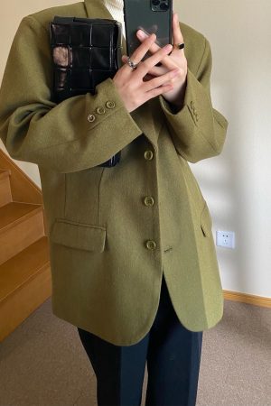 Vintage Loose Woolen Suit Jacket for Women - High-End Casual Autumn Winter Outerwear