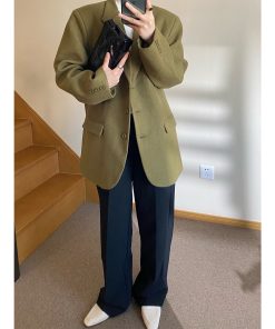 Vintage Loose Woolen Suit Jacket for Women - High-End Casual Autumn Winter Outerwear