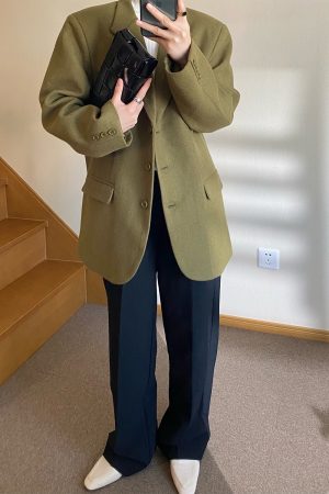 Vintage Loose Woolen Suit Jacket for Women - High-End Casual Autumn Winter Outerwear