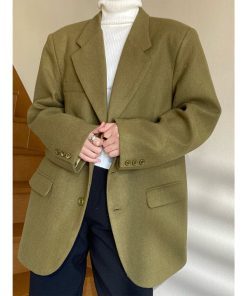 Vintage Loose Woolen Suit Jacket for Women - High-End Casual Autumn Winter Outerwear
