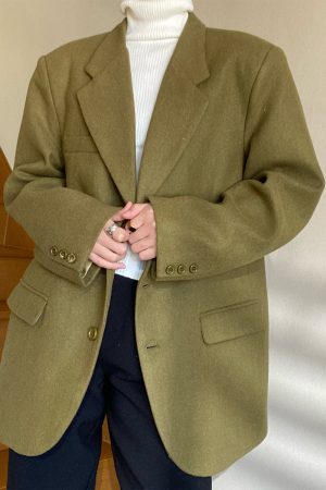 Vintage Loose Woolen Suit Jacket for Women - High-End Casual Autumn Winter Outerwear