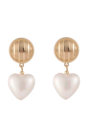 Vintage Minimalist Long Heart-Shaped Pearl Pendant Earrings - Retro 925 Silver Metal Ear Clips for Women