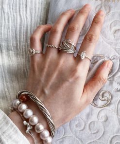 Vintage Minimalist Rose Diamond Bead Open Finger Ring - Light Luxury High-End Personalized Jewelry