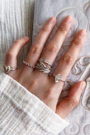 Vintage Minimalist Rose Diamond Bead Open Finger Ring - Light Luxury High-End Personalized Jewelry