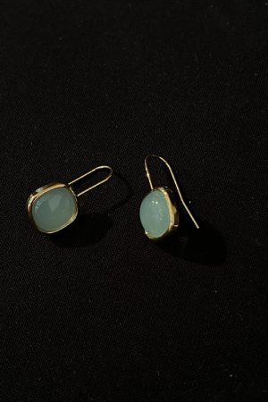 Vintage Minimalist Rose Quartz Aquamarine Drop Earrings for Women - Elegant High-End Niche Jewelry in INS Style