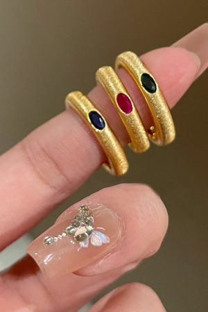 Vintage Open Design Brushed Color Diamond Ring for Women - High-End Niche Jewelry 2025 Style