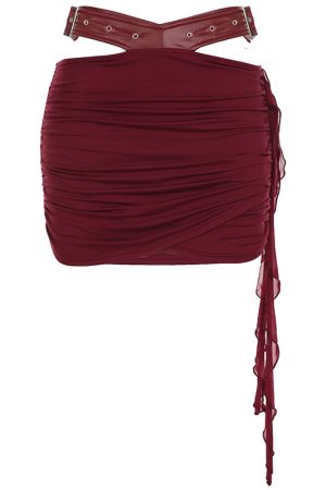 Vintage Palace Style Strapless Top with Leather Hollow-Out Waist Bag & Hip-Hugging Skirt Set for Women - Chic Y2K Fashion