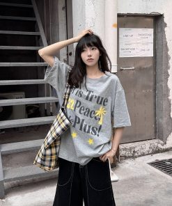 Vintage Patch Print Short Sleeve T-Shirt | Unisex Loose Oversized Casual Top | Retro 90s Style