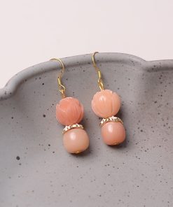 Vintage Pink Bodhi Root Lotus Hanfu Earrings - Retro National Style Pure Silver Pendants for Women, Elegant Chinese Design