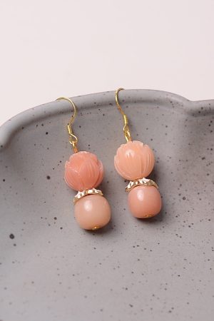 Vintage Pink Bodhi Root Lotus Hanfu Earrings - Retro National Style Pure Silver Pendants for Women, Elegant Chinese Design