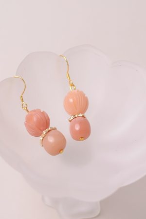 Vintage Pink Bodhi Root Lotus Hanfu Earrings - Retro National Style Pure Silver Pendants for Women, Elegant Chinese Design