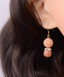 Vintage Pink Bodhi Root Lotus Hanfu Earrings - Retro National Style Pure Silver Pendants for Women, Elegant Chinese Design