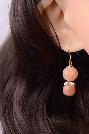 Vintage Pink Bodhi Root Lotus Hanfu Earrings - Retro National Style Pure Silver Pendants for Women, Elegant Chinese Design
