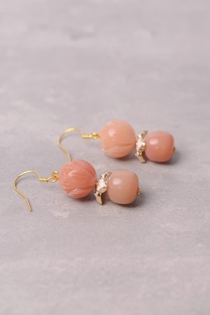 Vintage Pink Bodhi Root Lotus Hanfu Earrings - Retro National Style Pure Silver Pendants for Women, Elegant Chinese Design