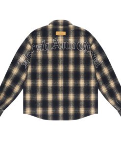 Vintage Plaid Gothic Typography Embroidered Shirt - American Street Style, 90s Inspired Fashion Top