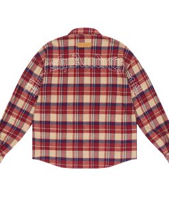 Vintage Plaid Gothic Typography Embroidered Shirt - American Street Style, 90s Inspired Fashion Top