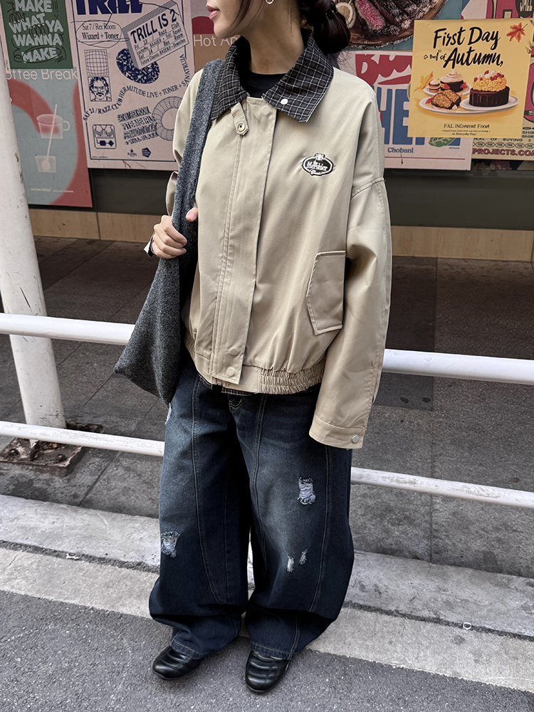 Vintage Plaid Spliced Lapel Jacket for Women and Men - Thin Barn Style Outerwear for Spring and Autumn, Unique Design Vintage Plaid Spliced Lapel Jacket for Women and Men - Thin Barn Style Outerwear for Spring and Autumn, Unique Design