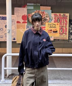 Vintage Plaid Spliced Lapel Jacket for Women and Men - Thin Barn Style Outerwear for Spring and Autumn, Unique Design