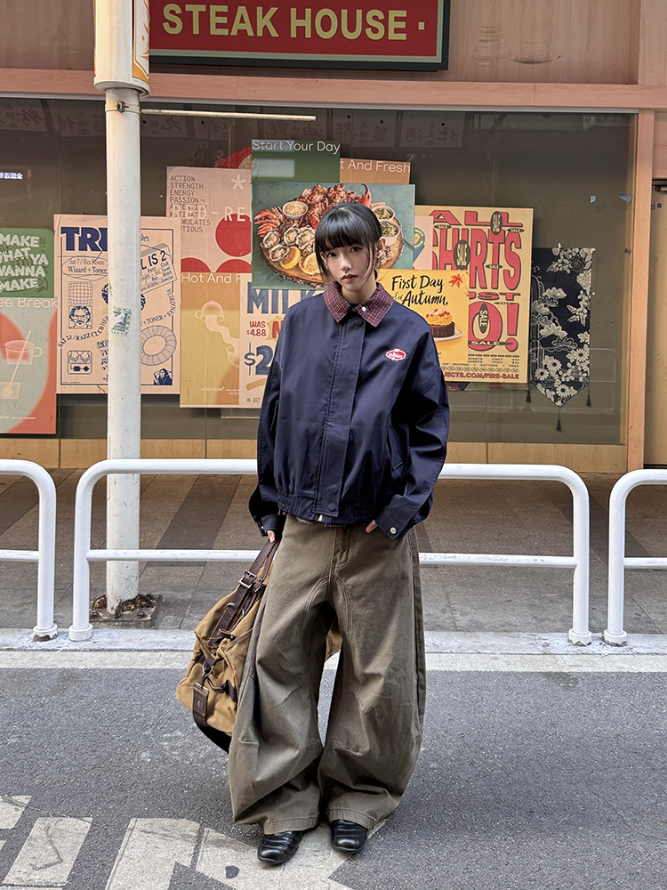 Vintage Plaid Spliced Lapel Jacket for Women and Men - Thin Barn Style Outerwear for Spring and Autumn, Unique Design Vintage Plaid Spliced Lapel Jacket for Women and Men - Thin Barn Style Outerwear for Spring and Autumn, Unique Design