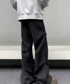 Vintage Pleated Loose Trousers for Men and Women, High Street Micro Flare Wide Leg Floor-Length Pants, 90s Inspired Fashion