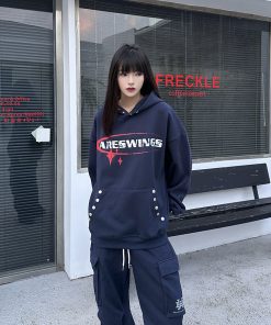 Vintage Print American High Street Hoodie - Unisex Loose Retro Sweatshirt, Niche Design, Trendy 90s Inspired Fashion