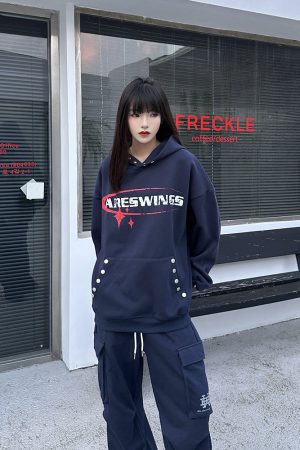Vintage Print American High Street Hoodie - Unisex Loose Retro Sweatshirt, Niche Design, Trendy 90s Inspired Fashion