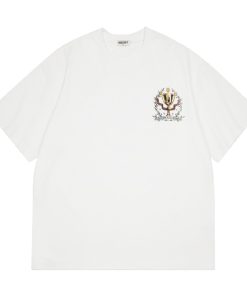 Vintage Print Short Sleeve Distressed Cotton T-Shirt for Couples - Ultra Heavyweight Loose Fit Summer High Street Style