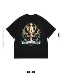 Vintage Print Short Sleeve Distressed Cotton T-Shirt for Couples - Ultra Heavyweight Loose Fit Summer High Street Style