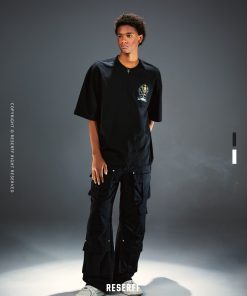 Vintage Print Short Sleeve Distressed Cotton T-Shirt for Couples - Ultra Heavyweight Loose Fit Summer High Street Style